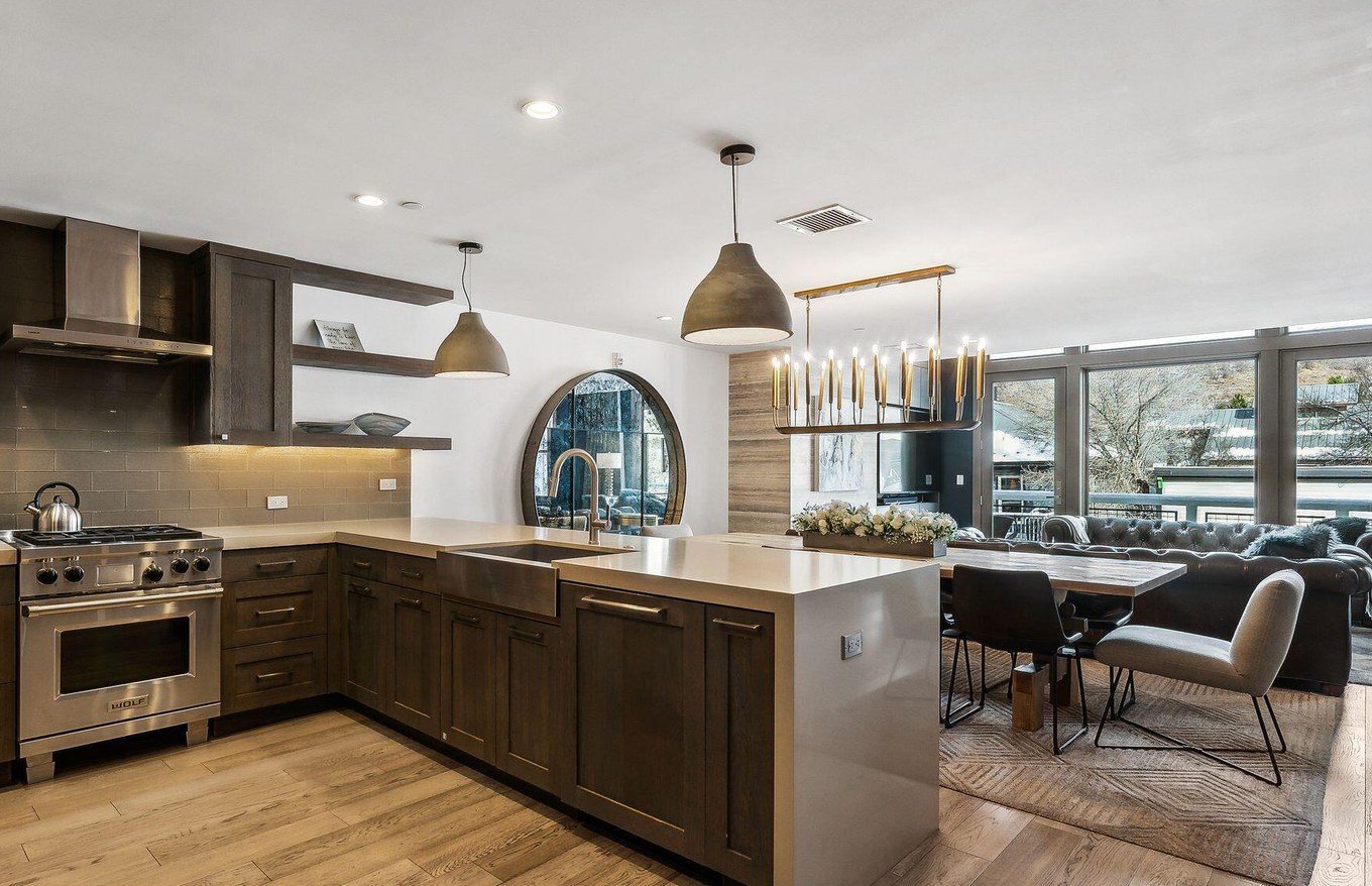 Wolf kitchen and dining area at Summit on Main penthouse &mdash; Park City in November