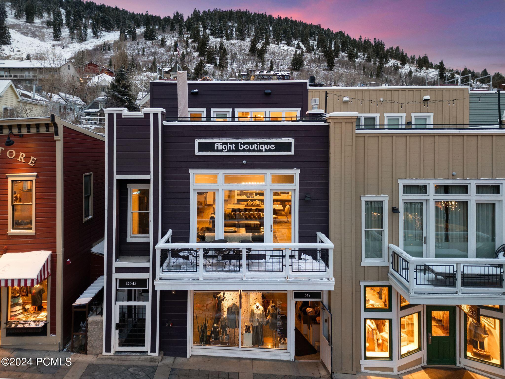 Summit on Main exterior on Main Street at sunset
